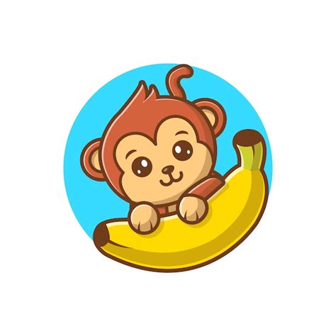 Premium Vector Monkey And Banana Vector Illustration Cute Monkey Cartoon