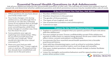 Essential Sexual Health Questions To Ask Adolescents National