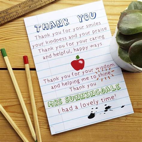 Thank You Messages For Teacher Personalised Teacher Nursery Thank