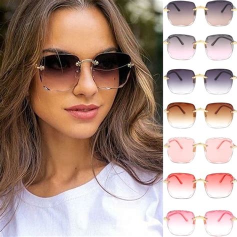 2020 fashion rimless women sunglasses plastic brand designer vintage retro sunglass classic