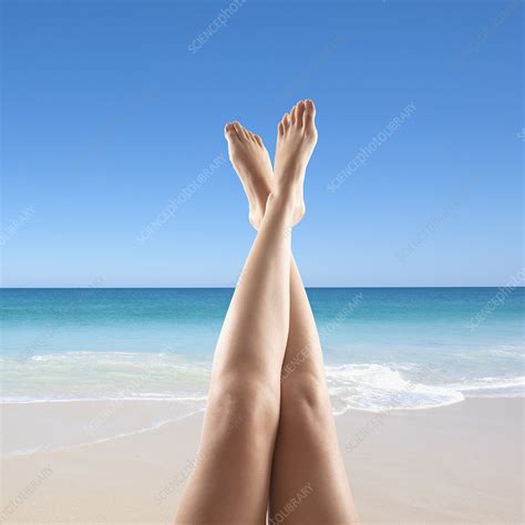 Womans Legs On Beach Stock Image F003 8134 Science Photo Library