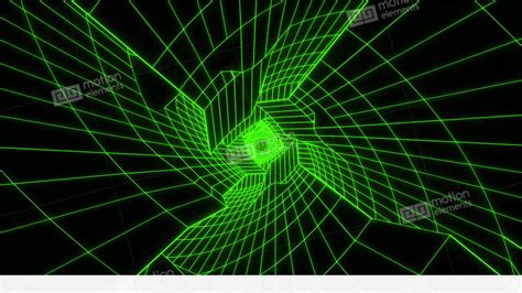 3d Green Sci Fi Digital Tunnel Loopable Motion Background Stock