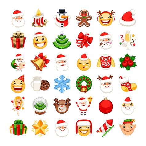 Christmas Emojis Set Vetor Premium