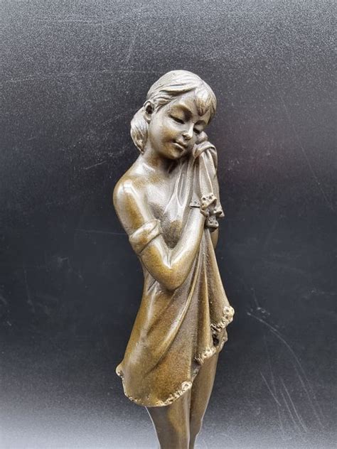 Statue Of A Girl Bronze On Marble Bronze Marble Catawiki