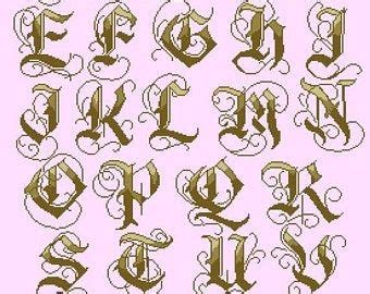 Gothic cross stitch pattern forest witch by iren horrors. Old gothic alphabet Counted Cross Stitch abc Pattern easy ...
