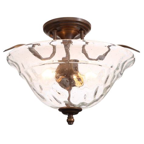 How to install a ceiling fan on a prewired ceiling fan outlet : Hampton Bay Grace 2-Light Rubbed Bronze Semi-Flushmount ...