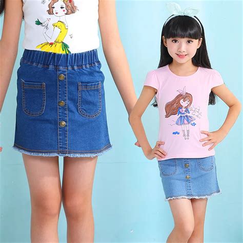 2 10 Y Summer 2019 Childrens Skirt Girls Mini Skirts Fashion Jeans