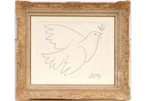 Pablo Picasso Dove Of Peace Off Set Lithograph Signed And Dated In