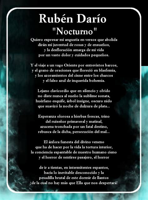Poema Nocturno De Rubén Darío Presente En El Libro Poesía De