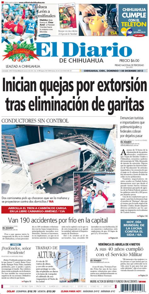 Periódico El Diario De Chihuahua México Periódicos De México