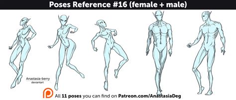 Poses Reference 16 Female Male By Anastasia Berry On