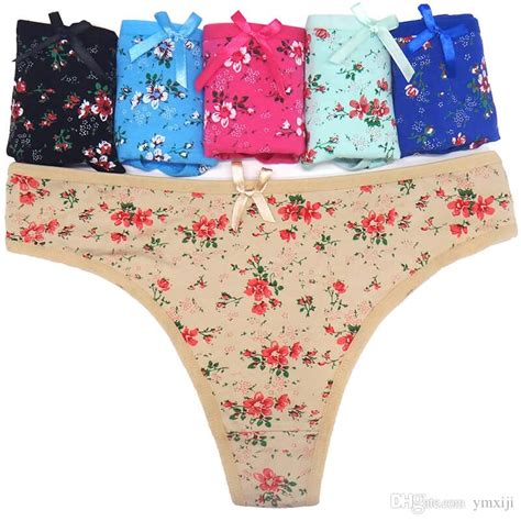 2020 Pretty Flower Printed Adult Thong Soft Cotton T Back Sexy Panty
