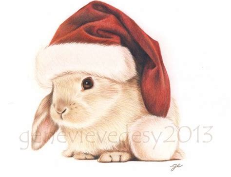 Original Drawing Of A Christmas Bunny Christmas By Polychromos Animal