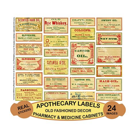 Apothecary Cabinet Sticker Label Sheet Chemist Pill Bottle Labels For
