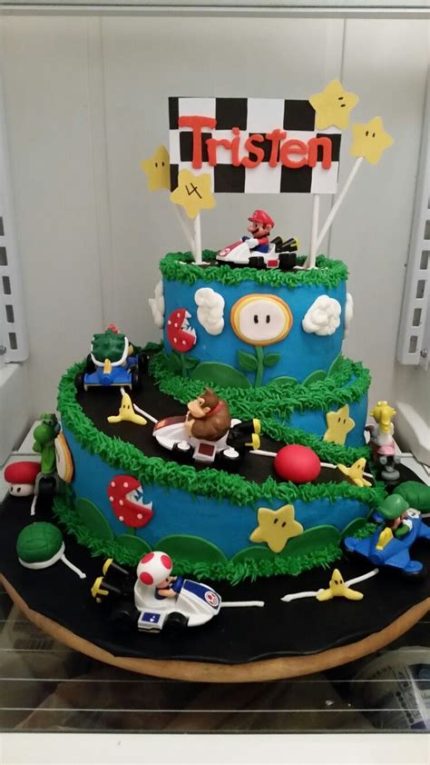 For this mario birthday cake, i made an 8 inch all butter madeira cake, split it and filled it with vanilla buttercream and jam. Super Mario cart cake | Mario birthday cake, Super mario ...