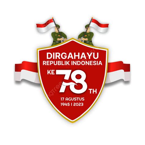 Hut Ri Official Logo On Indonesia Independence Day With Flag