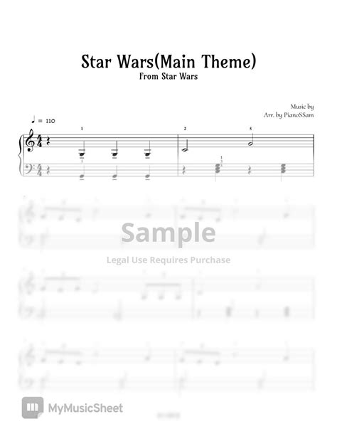 John Williams Easy Star Wars Main Theme Star Wars Sheets By Pianossam