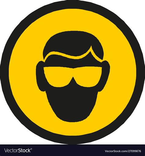 Protection Glasses Yellow Warning Sign Vector Image