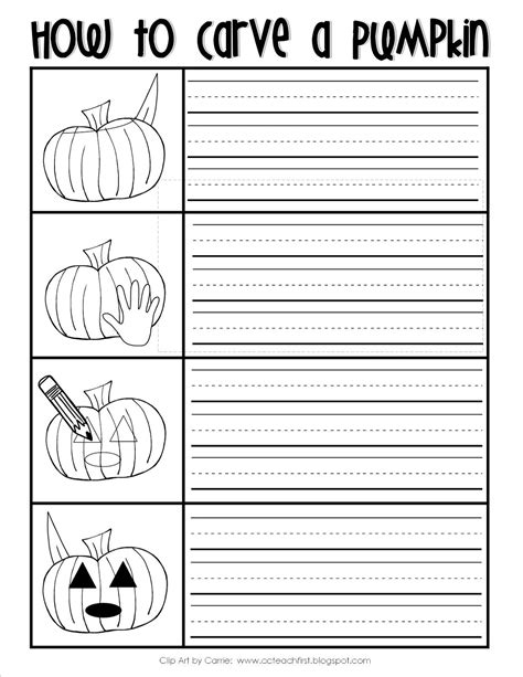 Clip Art By Carrie Teaching First Freebie How To Carve A Pumpkin Writing