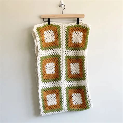 Vintage Afghan Granny Square Blanket Throw Crochet S Multicolor