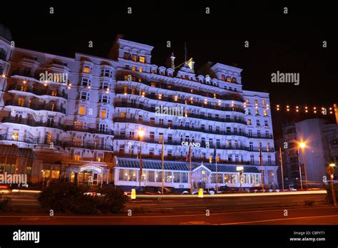 An Evening View Of The Front Elevation Of The Grand Hotel On Kings Road