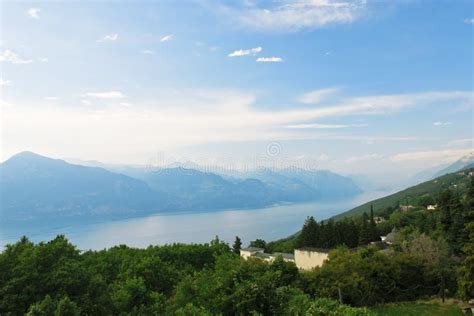 Above View Of Lake Garda From Monte Baldo Italy Stock Photo Image Of