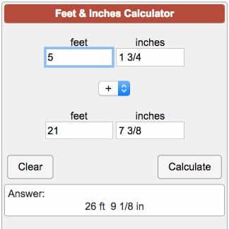 Feet and Inches Calculator