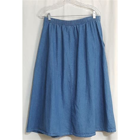 Koret City Blues Vintage Womens Denim Skirt A Line Button Front