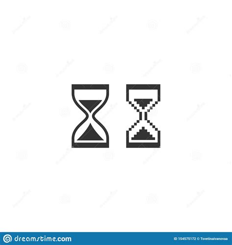 Hourglass Cursor Regular And Pixelated Simple Black Vector Icon Set