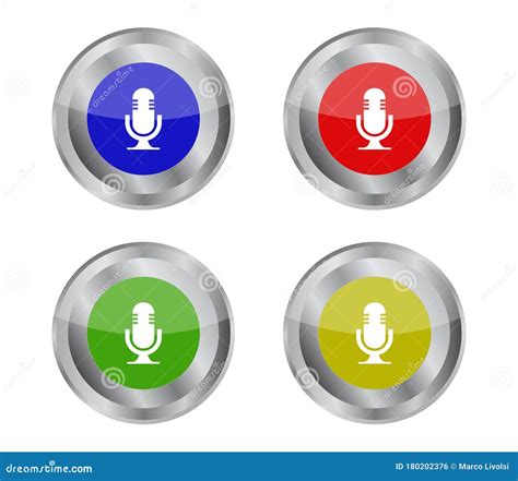 Microphone Button Icon Illustrated In Vector On White Background Stock