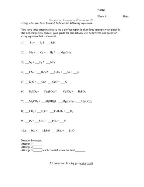 Balancing chemical equations worksheet intermediate level neutralization reactions salts are types of chemical reactions most reactions can be classified into one of five categories by chapter 7 answers and solutions 7 answers and solutions to text problems 7.1 a mole is the. 49 Balancing Chemical Equations Worksheets with Answers | Equations