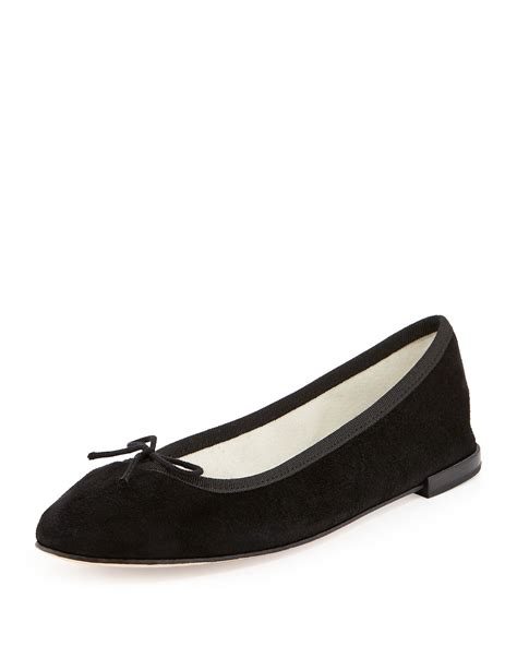 Repetto Suede Bow Ballerina Flat Black