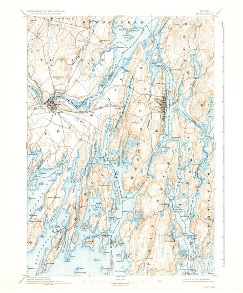 Bath Maine 1894 1937 Usgs Old Topo Map 15x15 Quad Old Maps