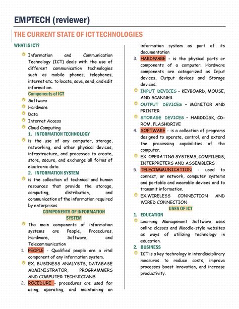 Empowerment Technology 1 Emptech Reviewer The Current State Of Ict