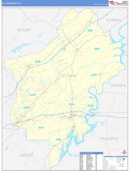 St Clair County Al Wall Map Basic Style By Marketmaps