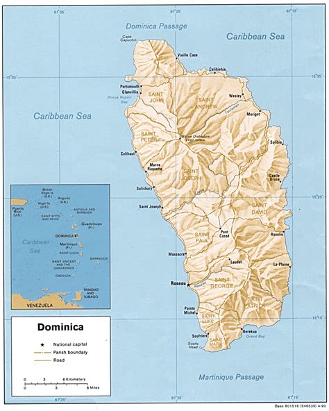 Map Of Dominica Relief Map Online Maps And Travel Information