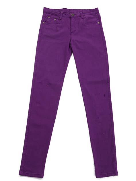 Hde Womens Jeans Jeggings Five Pocket Stretch Denim Pants Purple