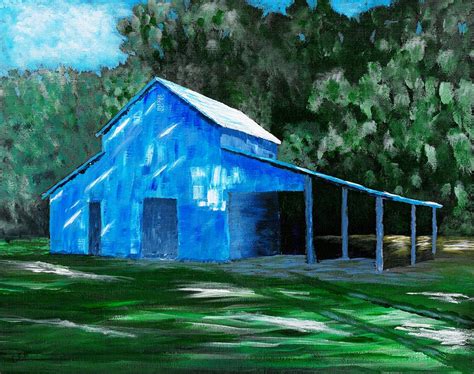 Blue Barn Painting By Charles Atkinson Pixels