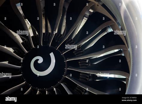 Turbine Blades Of An Aircraft Jet Engine Close Up Turbines Engine