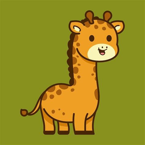 Illustration De Dessin Animé Animal Mignon Girafe Zoo Vecteur Premium
