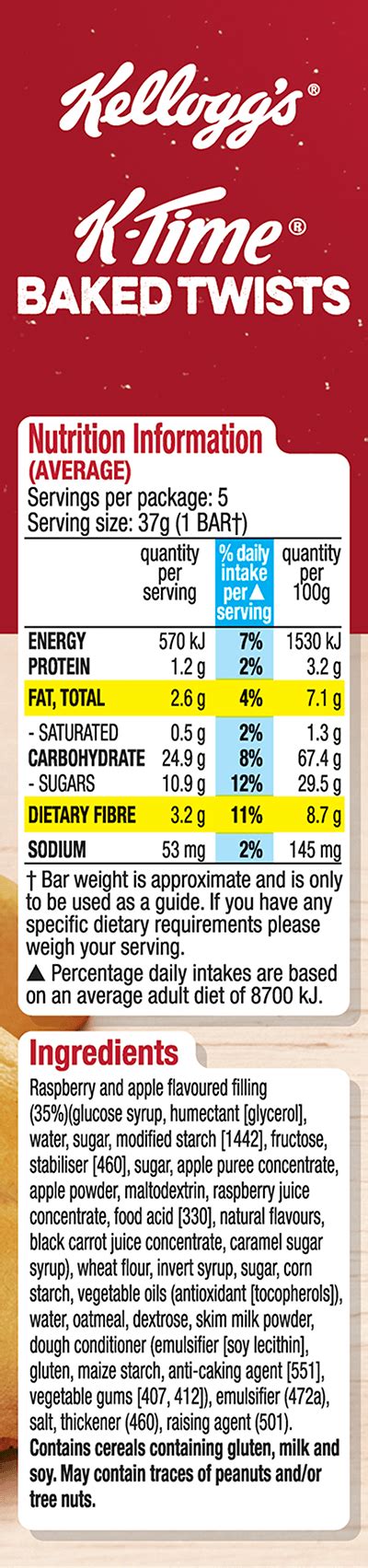 K Time® Baked Twists Raspberry And Apple Kellogg S
