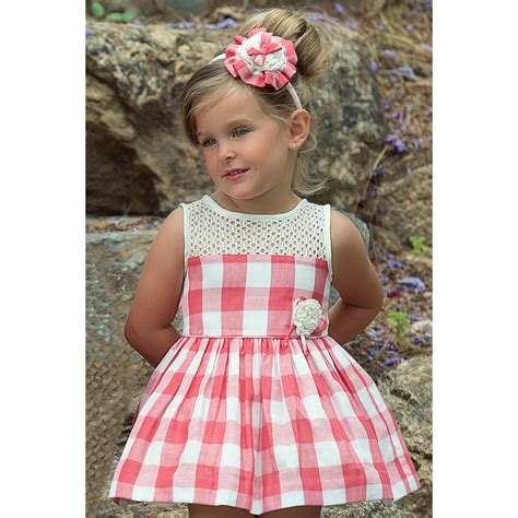 Miranda 2019 Spring Summer Girls Ivory Pink Gingham Dress Style 250286v