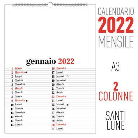 Calendario 2022 Mensile Grafica Oristano
