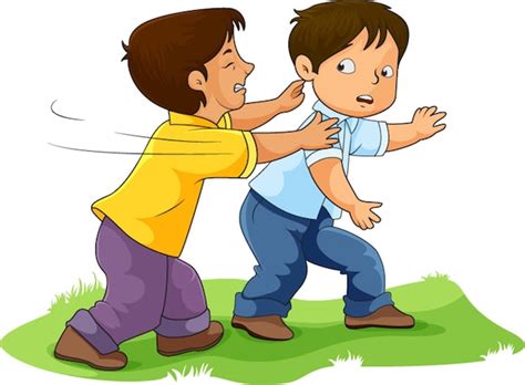 Premium Vector Boy Pushing Another Child Vector Illustration