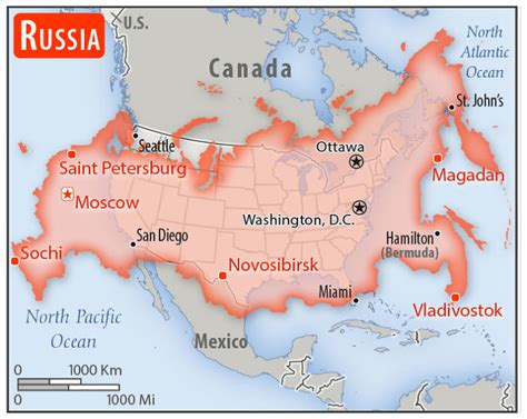 Russia Vs United States With A Real Scale Perspective Map Usa Map