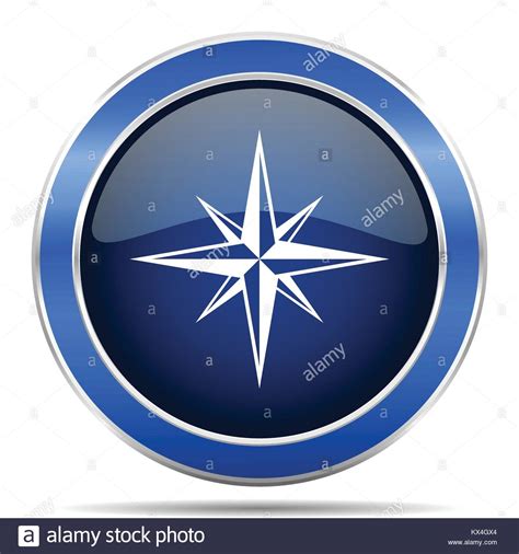 Compass Vector Icon Modern Design Blue Silver Metallic Glossy Web And