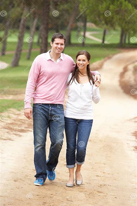 Romantic Couple Enjoying Walk In Park Stock Image Image Of Park