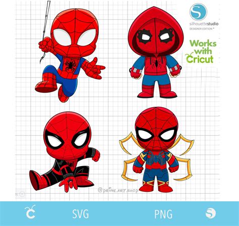 4 Spiderman cut files, Classic Spiderman Svg, Cartoon Spider - Inspire