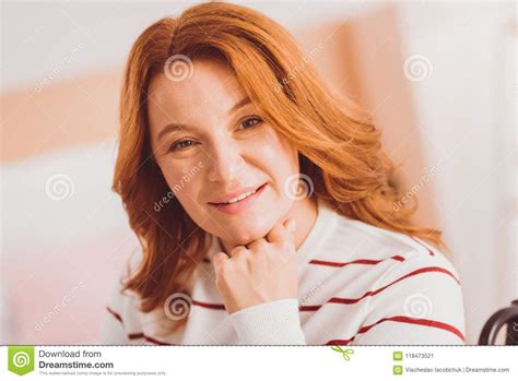 Beautiful Red Haired Woman Looking Forward Stock Image Image Of Happiness Creativity 118473521