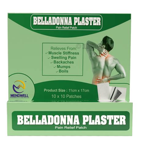 Mendwell Belladonna Plaster Pain Relief Patch 11cm X 17cm Buy Packet
